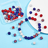 80Pcs 5 Style Independence Day Theme Polymer Clay Rhinestone Round Beads RB-FH0001-07-5