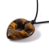 Natural Tiger Eye Pendant Necklaces NJEW-K268-01D-3