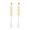 Natural Cultured Freshwater Pearl Beads & Brass Dangle Stud Earrings for Women EJEW-TA00555-1