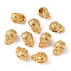 Real 24K Gold Plated Brass Skull Beads KK-K093-06G-3
