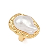 Brass ABS Plastic Pearl Cuff Rings for Women RJEW-L132-02G-4
