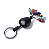 Natural Obsidian Heart with Mixed Gemstone Tassel Keychains KEYC-P012-03P-03-3