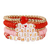 Polymer Clay & Plastic & Acrylic Heart Letter Beaded Stretch Adjustable Stackable Bracelet Sets for Women YY5680-5