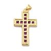 Cross Brass Micro Pave Cubic Zirconia Pendants KK-G419-18G-4