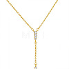 Brass Micro Pave Clear Cubic Zirconia Tassel Lariat Y Necklaces for Women WGB9A21-01-1