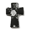 Cross with Flower Silicone Focal Beads SIL-G006-02G-1