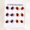 6 Pairs 304 Stainless Steel Pave Cubic Zirconia Stud Earrings SA-CBADCF0-04GP-01-1