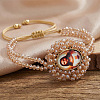 Adjustable Glass Beads Double Layers Braided Bead Bracelets DY5485-3