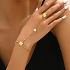Vintage Clover 304 Stainless Steel Shell Link Ring Bracelets for Women OG0634-1