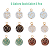 12Pcs 6 Styles Natural & Synthetic Mixed Stones Copper Wire Wrapped Pendants G-FH0001-99-3