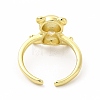 Glass Bear with Heart Open Cuff Ring KK-A180-39G-3