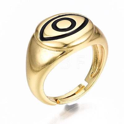 Adjustable Brass Enamel Finger Rings RJEW-N035-022-NF-1