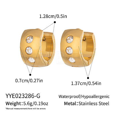 304 Stainless Steel Rhinestone Hoop Earrings for Women BG8206-1-1