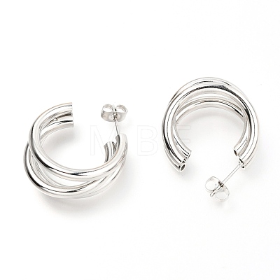 304 Stainless Steel Half Hoop Earrings X-EJEW-C501-18P-1