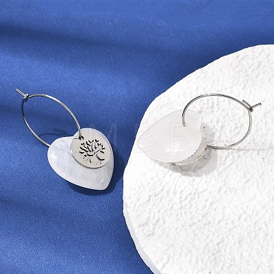 Natural Quartz Crystal & 304 Stainless Steel Hoop Earrings for Women EJEW-G475-05P-02-1