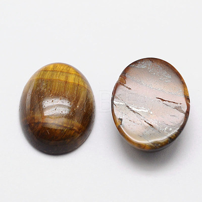 Oval Natural Tiger Eye Cabochons G-K020-14x10mm-04-1