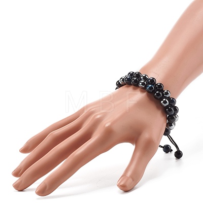 Stone Multi-strand Braided Bead Bracelet for Men Women BJEW-JB06916-1