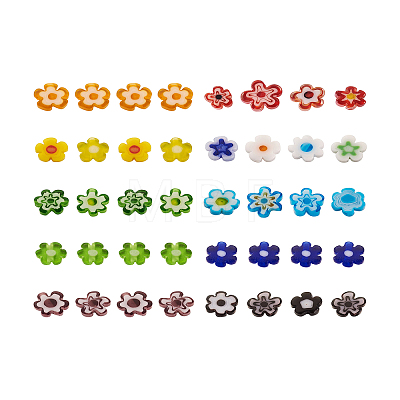 300Pcs 10 colors Handmade Millefiori Glass Beads LAMP-TA0002-05-1