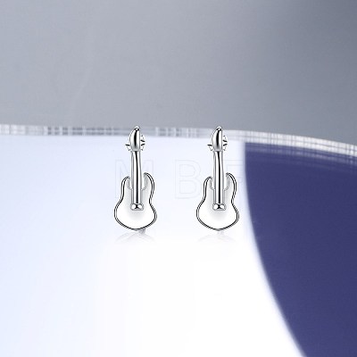 Anti-Tarnish Rhodium Plated Sterling Silver Stud Earrings EJEW-BB67164-P-1