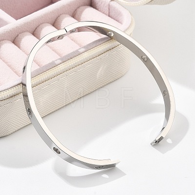 Hollow Heart 304 Stainless Steel Bangles for Women BJEW-Z092-11P-1