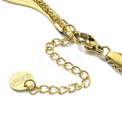 Ion Plating(IP) 304 Stainless Steel Herringbone Chains Double Layer Necklace NJEW-H013-01G-1