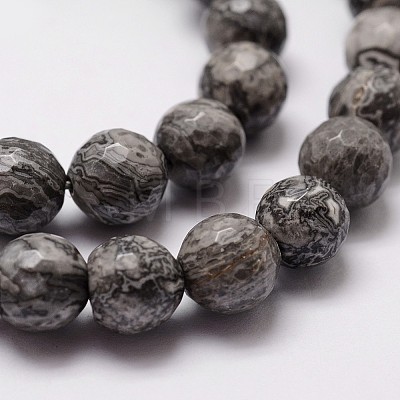Natural Map Stone/Picasso Stone/Picasso Jasper Beads Strands X-G-D840-35-6mm-1