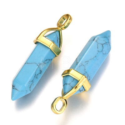 Synthetic Turquoise Double Terminated Pointed Pendants G-G902-C03-1