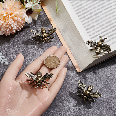 4Pcs Alloy Bees Display Decorations DJEW-SP0001-36-1