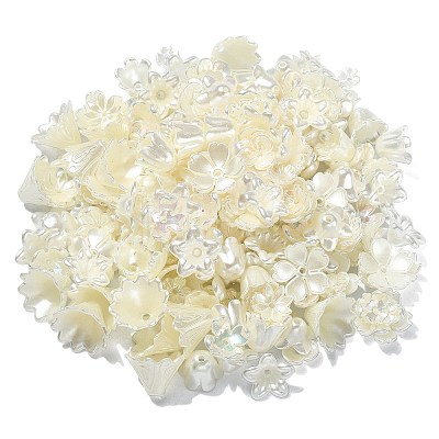 300Pcs ABS Plastic Imitation Pearl Flower Bead Caps KY-CJ0001-59-1