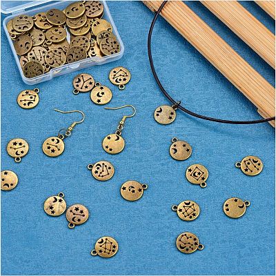 84 Pieces Zodiac Sign Charm Pendants 12 Constellation Charm Pendant Alloy Charm for Jewelry Necklace Earring Making Crafts JX557C-1