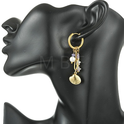 Star 304 Stainless Steel Hoop Earrings EJEW-JE07005-02-1