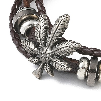 PU Leather & Waxed Cords Triple Layer Multi-strand Bracelets BJEW-G709-02A-1