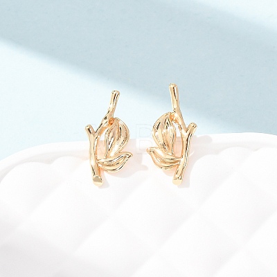 Brass Stud Earrings EJEW-D363-01G-02-1