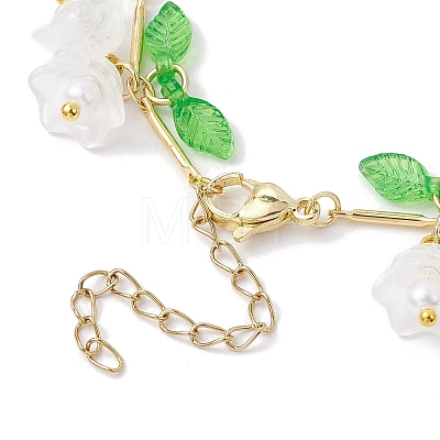 Flower Glass & Acrylic Charm Bracelets BJEW-JB10442-1