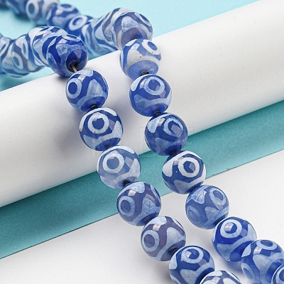 Blue Tibetan Style dZi Beads Strands TDZI-NH0001-A03-02-1
