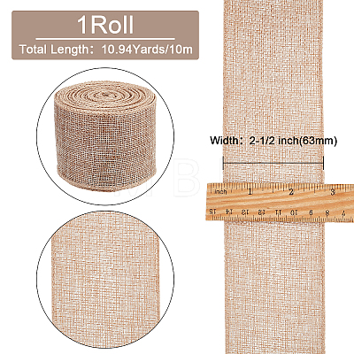 Polyester Imitation Burlap  Ribbon SRIB-WH0017-03A-1