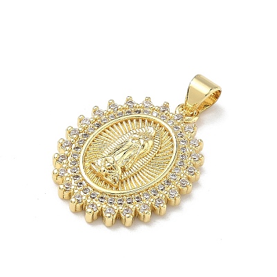Brass Micro Pave Clear Cubic Zirconia Pendants KK-P350-06B-G-1