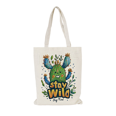 Cactus Printed Canvas Women's Tote Bags ABAG-L018-E03-1