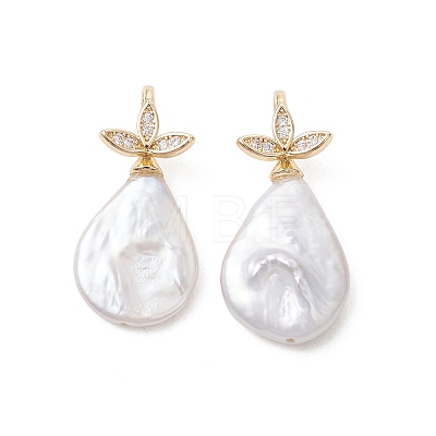 Natural Baroque Keshi Pearl Pendants PALLOY-JF05453-1
