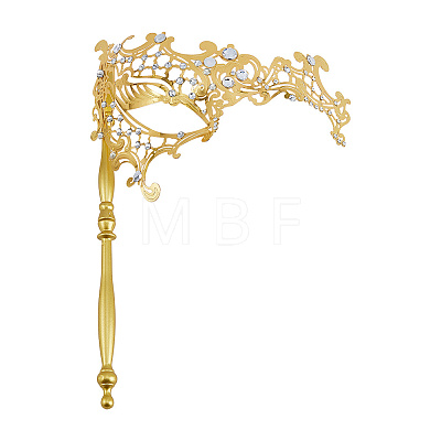 Iron Filigree Masquerade Mask with Handle AJEW-WH0643-060A-1