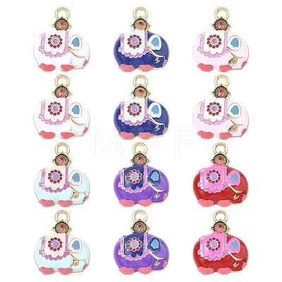 12Pcs 6 Colors Alloy Rhinestone Pendants FIND-YW0011-79-1