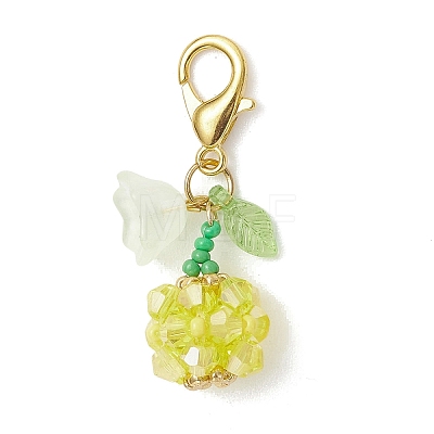 Fruit & Flowers Glass Seed Beads Pendant Decorations HJEW-MZ00407-01-1