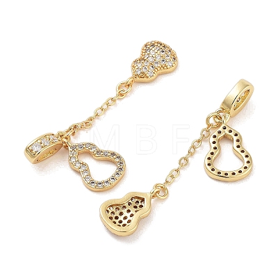 Rack Plating Brass Micro Pave Clear Cubic Zirconia Pendants KK-Z064-14G-1