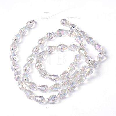 Faceted Teardrop Electroplate Glass Beads Strands X-EGLA-D015-15x10mm-01-1