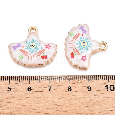 Printed Rack Plating Alloy Enamel Pendants ENAM-T020-06B-1