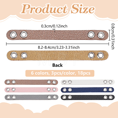 18Pcs 6 Colors Imitation Leather Bag Webbing Straps with Silver Color Plated Metal Eyelets for Bag Accessories DIY-NB0016-35-1