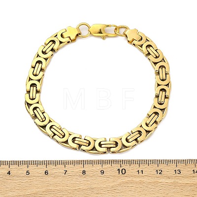 304 Stainless Steel Byzantine Chain Bracelets for Women Men BJEW-R018-22G-01-1