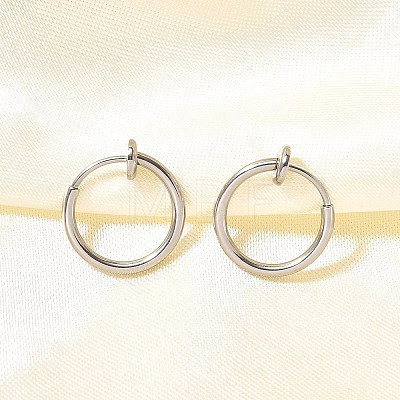 Tarnish Resistant 304 Stainless Steel Retractable Clip-on Hoop Earrings STAS-I097-078P-1