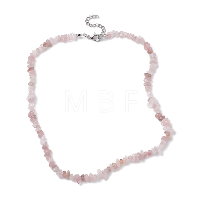 Natural Rose Quartz Chip Beaded Necklace NJEW-JN04615-03-1