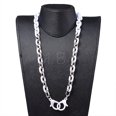Personalized Acrylic & CCB Plastic Cable Chain Necklaces NJEW-JN02824-01-1